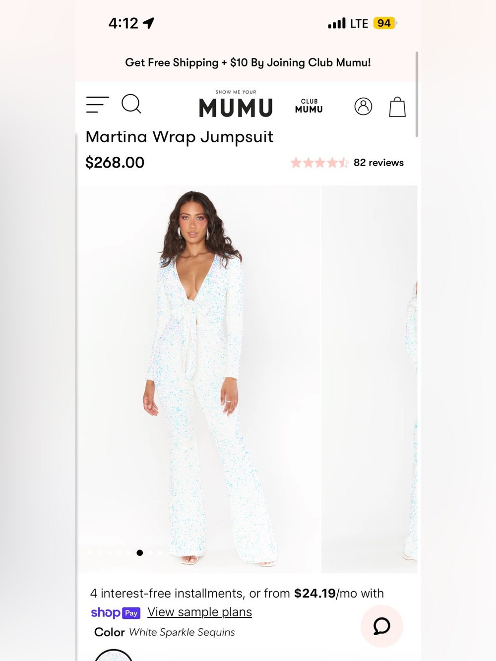 Show Me Your Mumu White Sequin Wrap Jumpsuit